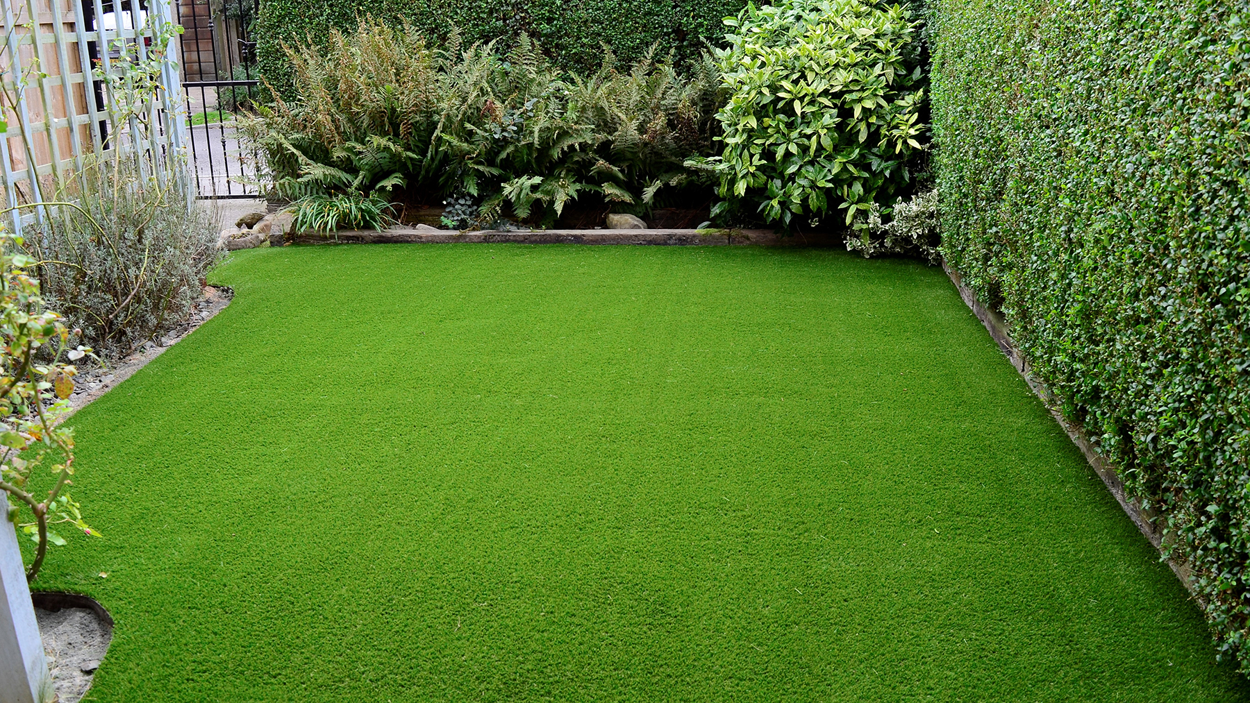 Neat garden with an artificial lawn