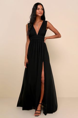 Lulus + Heavenly Hues Black Maxi Dress