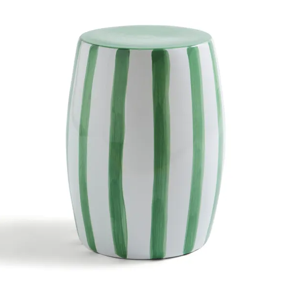 Beatrice Striped Ceramic Side Table, Green