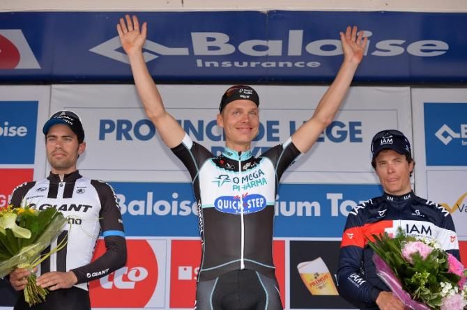 Tony Martin celebrates his overall Belgium Tour win