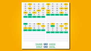 Quordle 441 answers on a yellow background