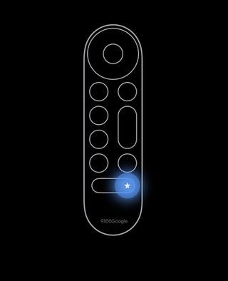 A video of the rumored new remote for Chromecast with Google TV showing a starred "magic" button.