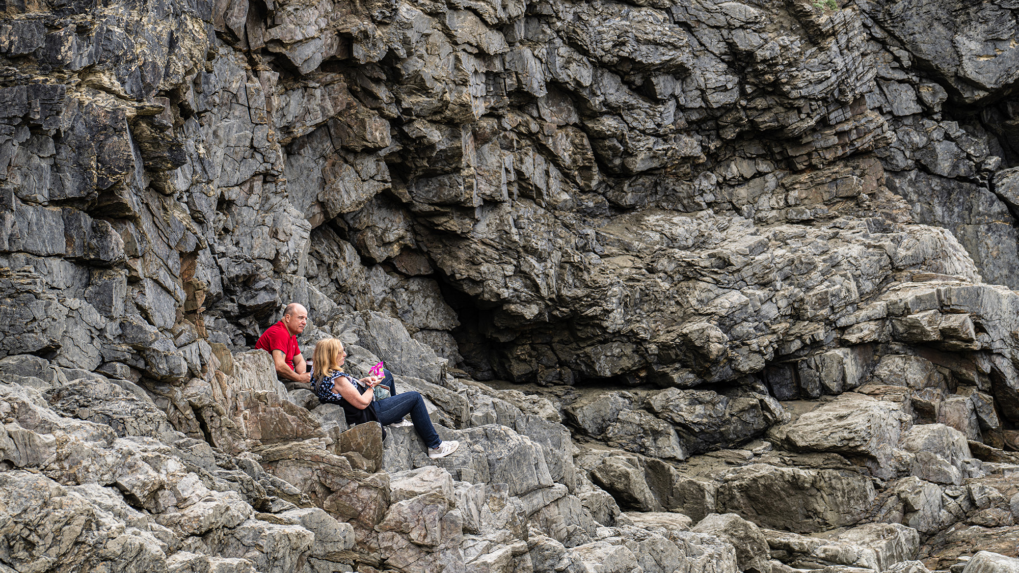 Isolate people in amongst the rocks and scenery