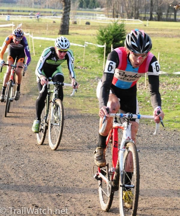 Chris Jones (Rapha Focus) leading the race on the flat part of the course