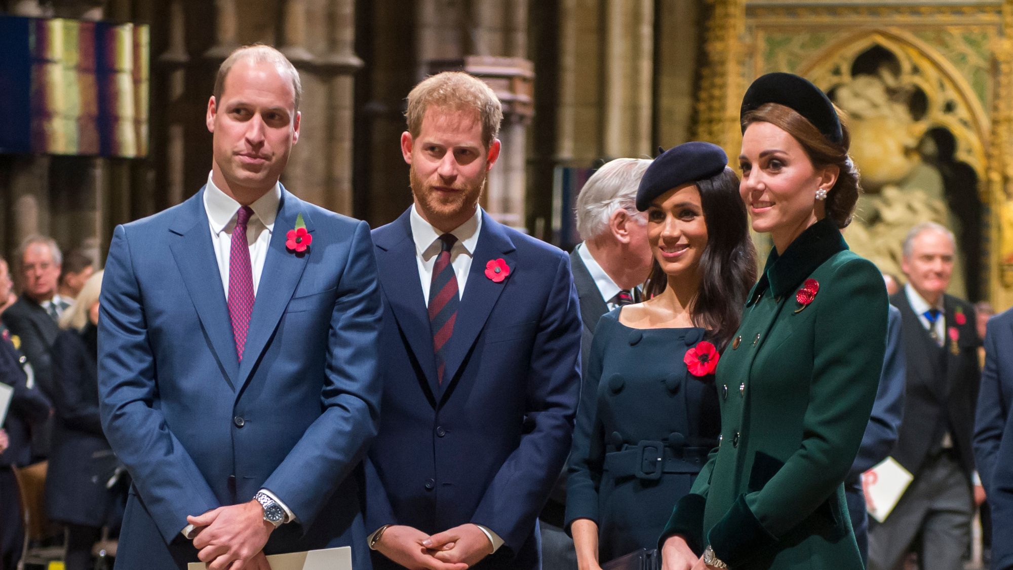 The Duke and Duchess of Cambridge and the Duke and Duchess of Sussex attend a service marking the Centenary of WW1 Armistice in 2018