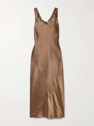 Leisure Talete Crinkled-Satin Midi Dress