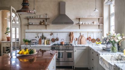 french country kitchen green