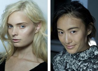 Two female models wearing natural make-up