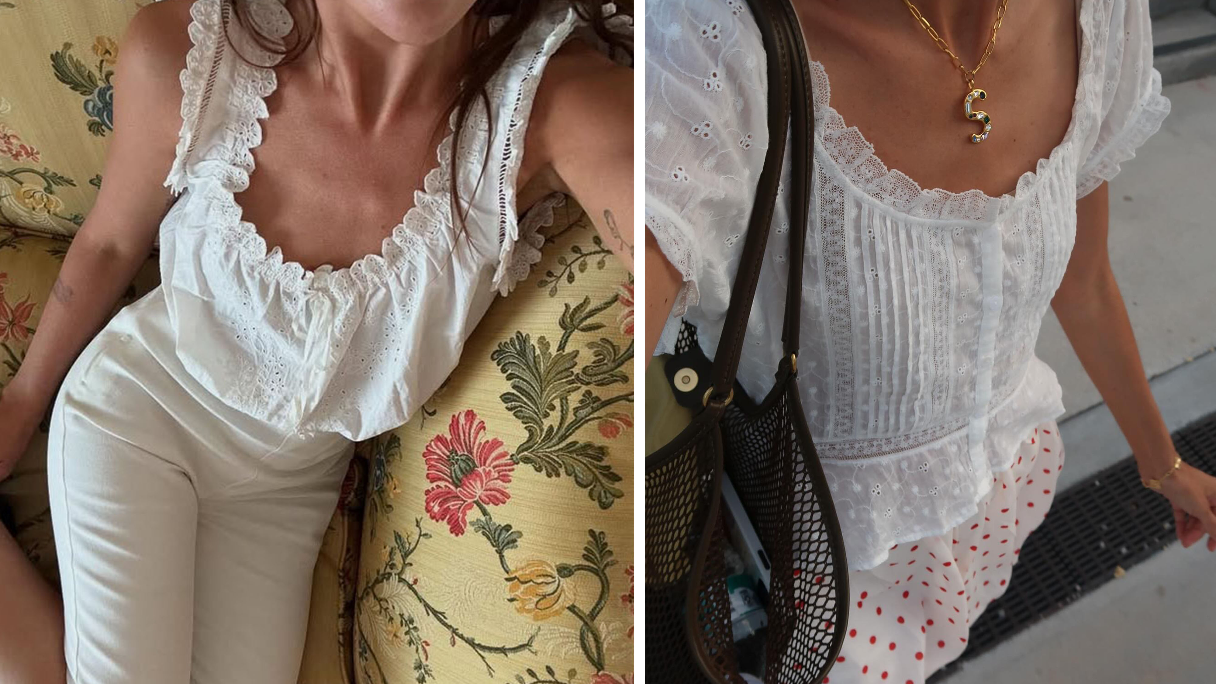 Women in white milkmaid tops