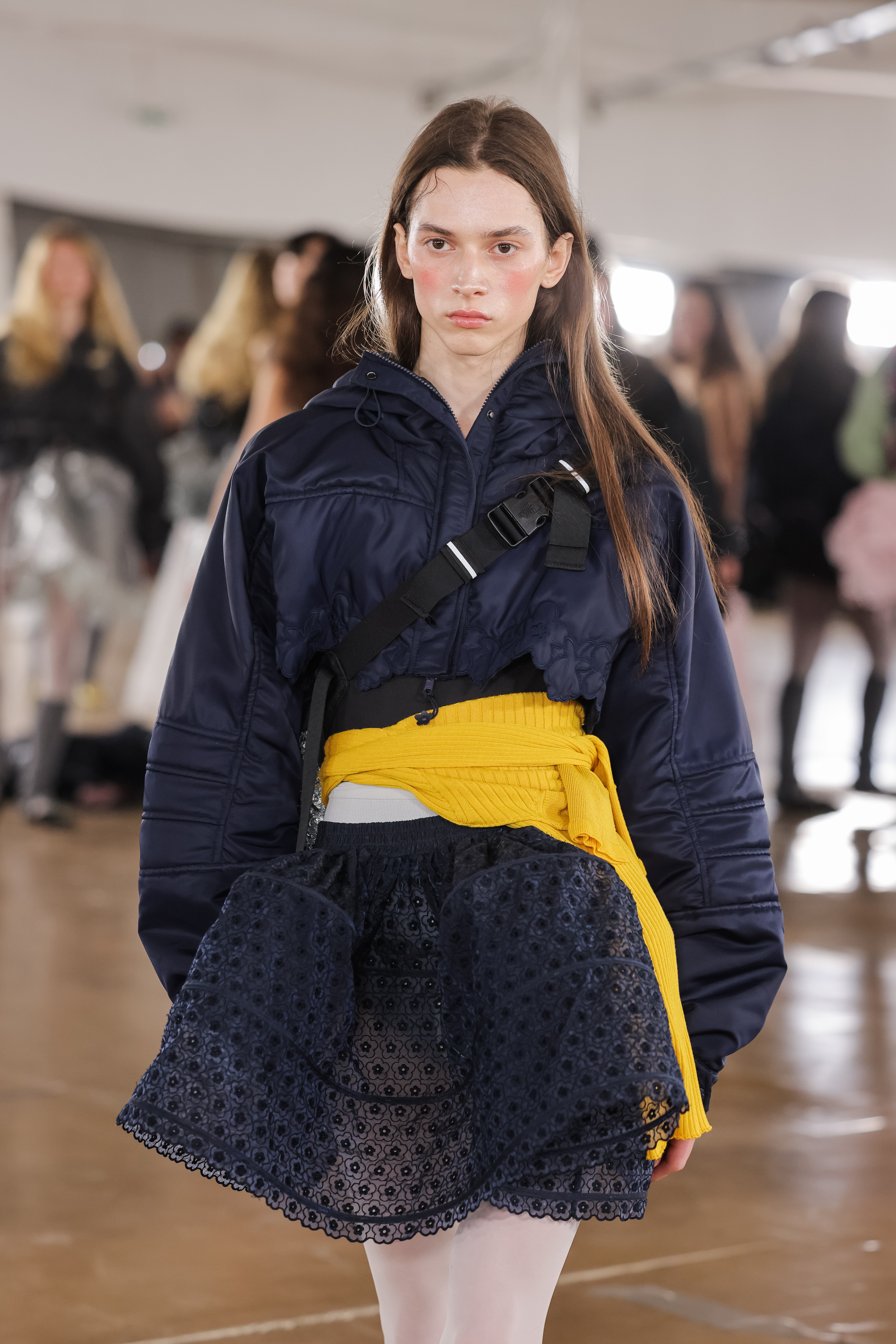 a model on the cecilie bahnsen paris fashion week runway