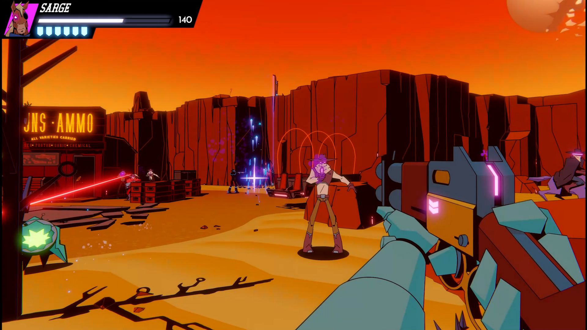 Wild bastards shooter gameplay in orange desert canyon