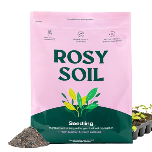 Seedling Seed Starter Soil Mix - Peat-Free Organic Potting Mix for Seeds, Cuttings, Microgreens- Enriched W/worm Castings, Root-Boosting Biochar, Less Prone to Gnats for Germination &amp;amp; Propagation- 4qt