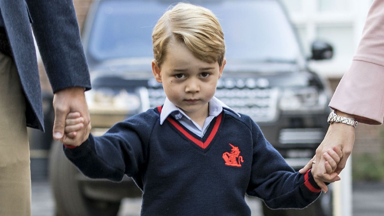 Prince George on his first day at St Thomas&amp;#039; school in London