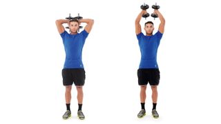 Tricep extension, part of the dumbbell arms workout