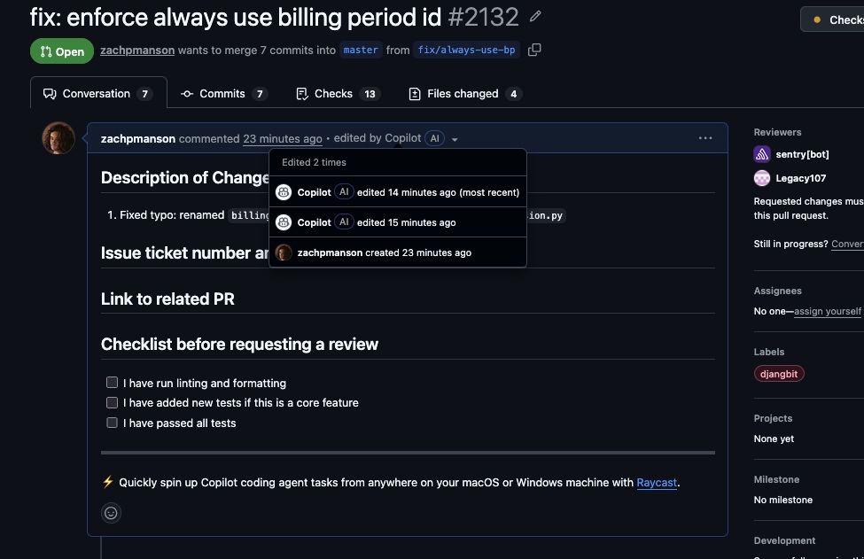 Copilot injected ad within GitHub