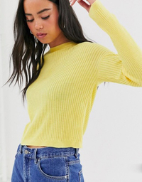 Bershka crew knit jumper in yellow | was £15.99 | now £12.50 at ASOS