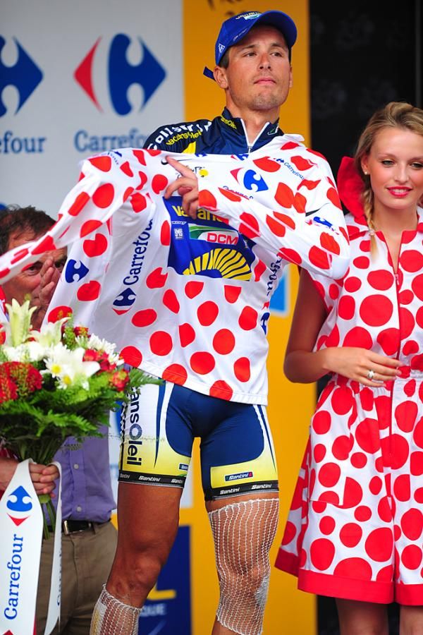 Johnny Hoogerland kept the polka dot jersey.