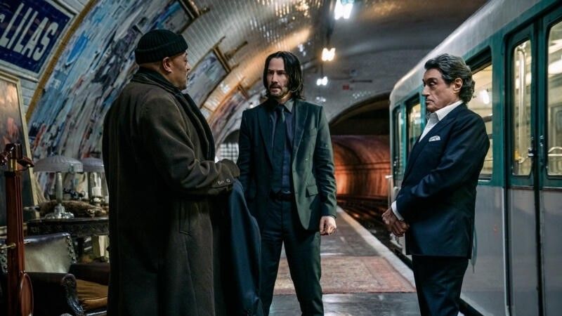 Laurence Fishburn, Keanu Reeves and Ian McShane in John Wick: Chapter 4