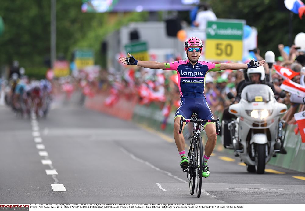 Kristijan Durasek (Lampre-Merida) wins stage 2 at the Tour de Suisse