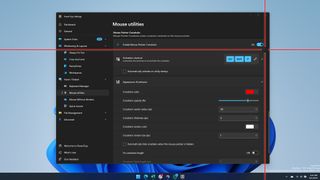 Mouse Crosshairs feature in PowerToys on Windows 11