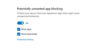 Screenshot of the potentially unwanted apps default blocking feature