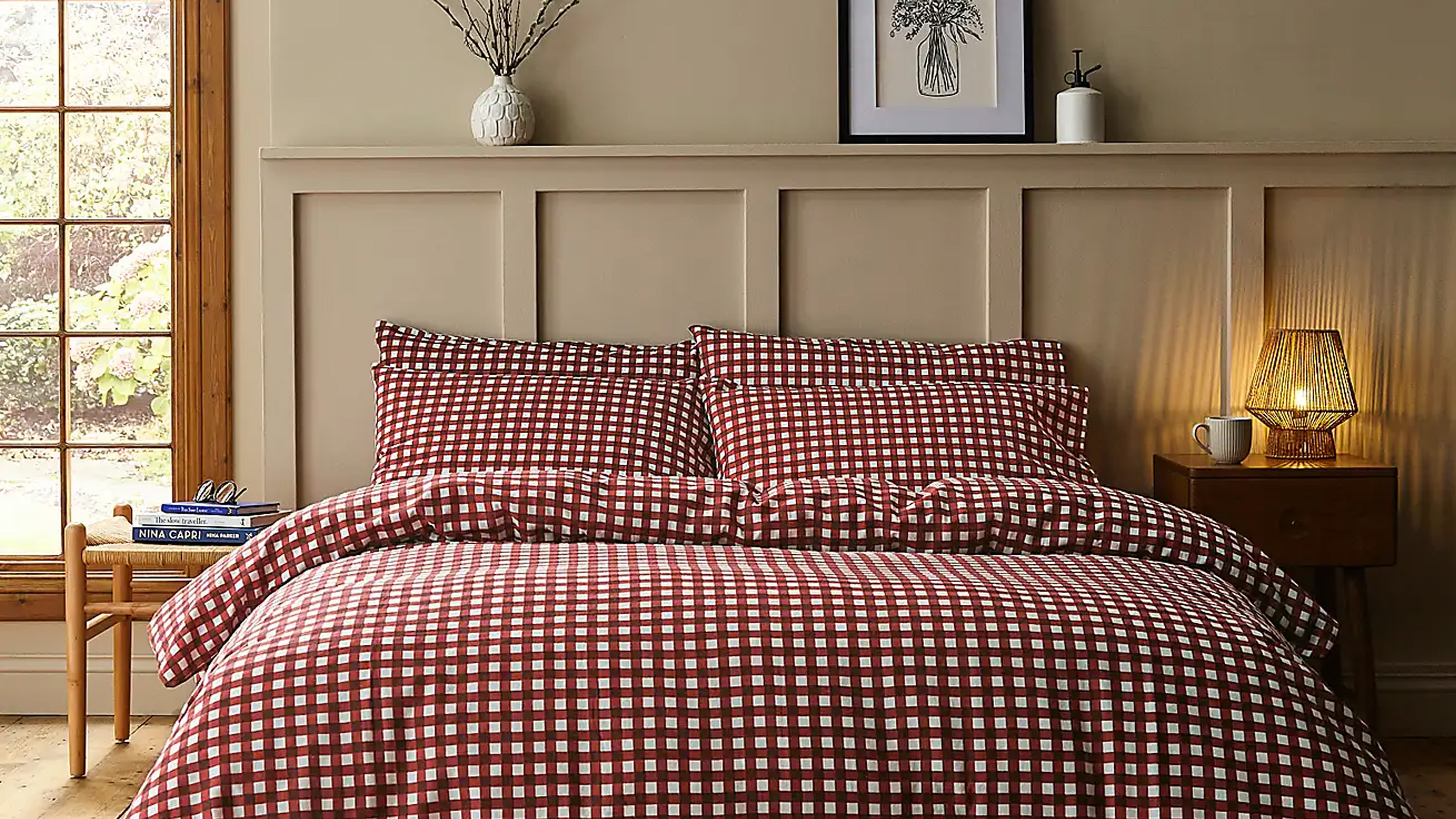 Dunelm Maeva Gingham 100% Brushed Cotton Duvet Cover &amp; Pillowcase Set