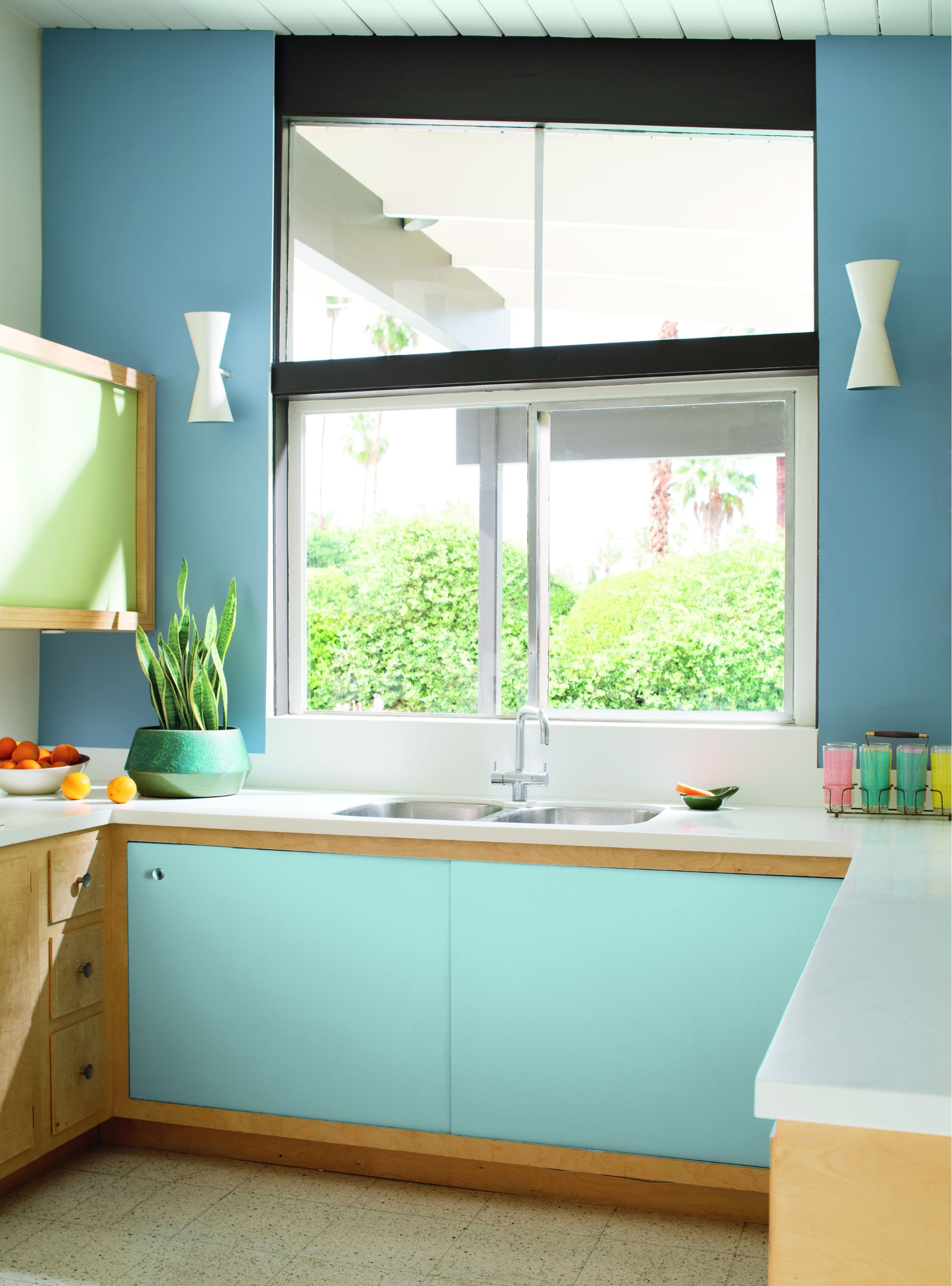 sky blue tonal kitchen by Benjamin Moore