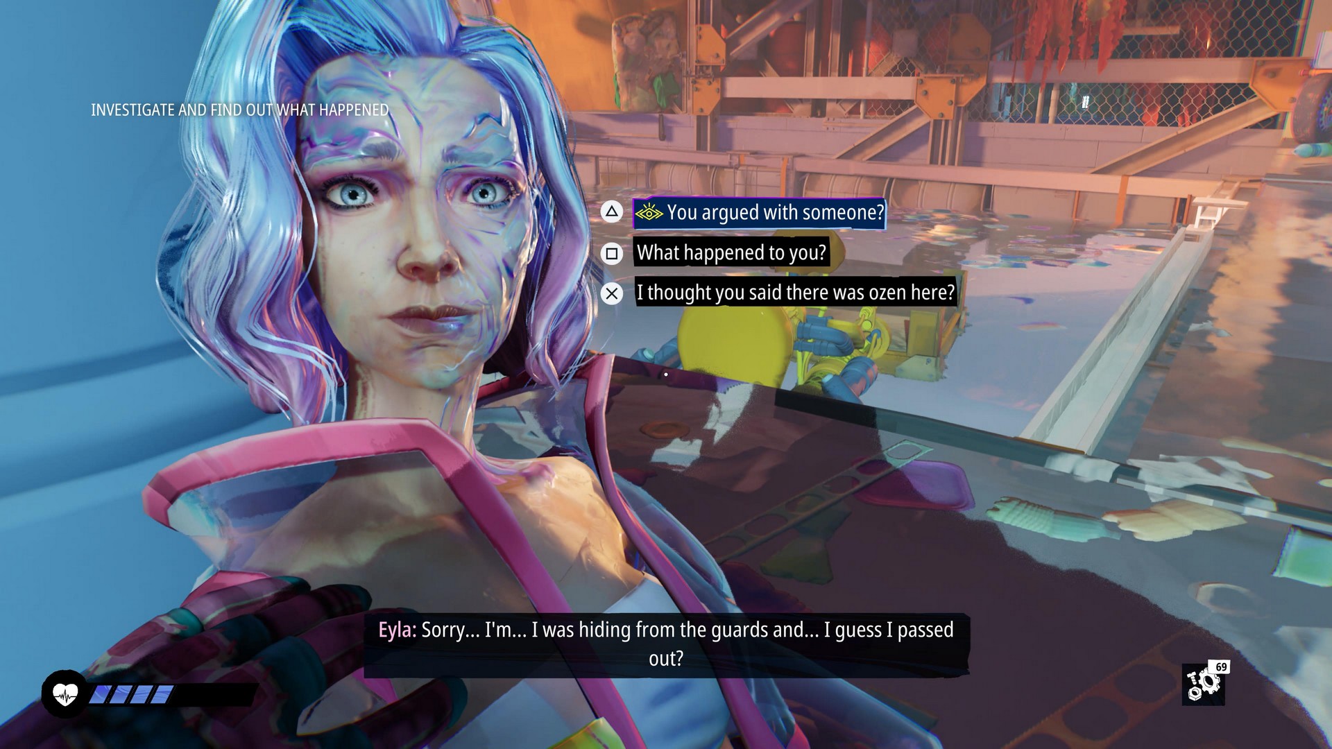 The player checks in with Eyla, in Tides of Tomorrow