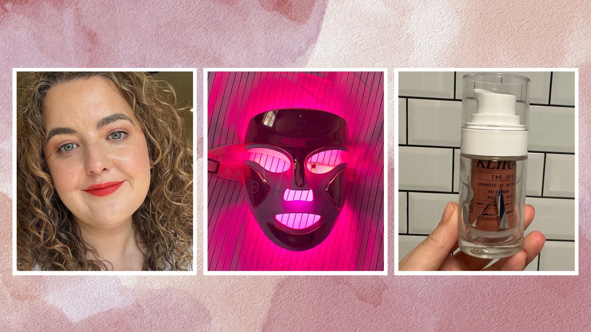Senior beauty editor Rhiannon Derbyshire pictured alongside two of her high-maintenance heroes - an LED mask and prescription tretinoin 