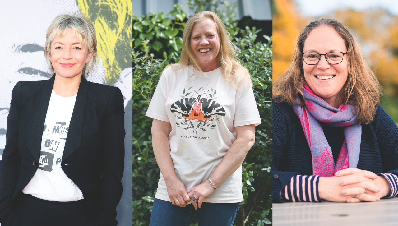 Headshots of producer Tracey Seaward, conservationist Dr Zoë Randall and rewilder Vhari Russell