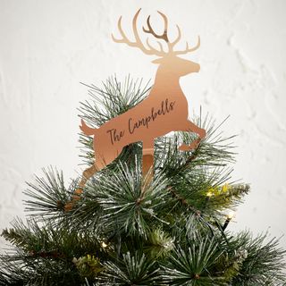 personalised copper stag tree topper with personal messages