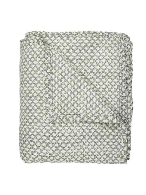 Clara Pleated Quilted Cotton Bedspread in Sage