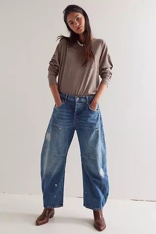 We the Free Good Luck Mid-Rise Barrel Jeans