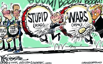 Political Cartoon U.S. Previous Presidents Middle East Policy Trump Iran War