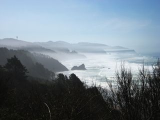 Oregon coast with fog. 