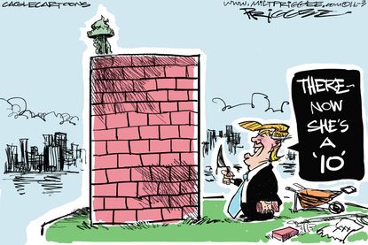 Political Cartoon U.S. Trump Wall 2016