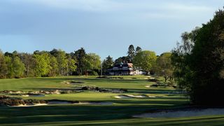 Sunningdale 18th hole and clubhouse pictured