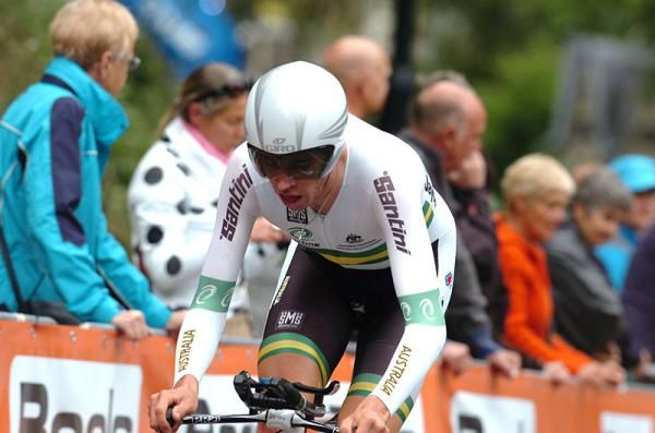 Damien Howson (Australia) digs deep in the U23 time trial world championship.