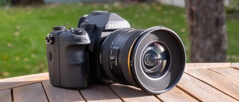 The Pentax K-3 III DSLR, showing the front of the camera and lens