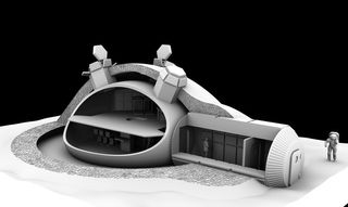 The British architectural design and engineering firm Foster+Partners devised this weight-bearing "catenary" dome design for the European Space Agency's 3D-printed lunar base concept, seen here.