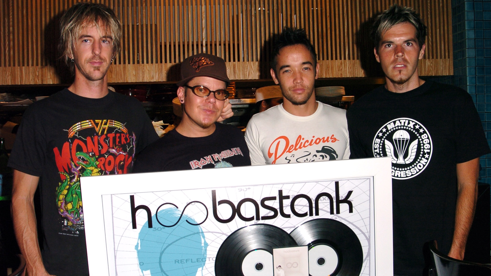 Hoobastank receive a plaque for sales of their album The Reason