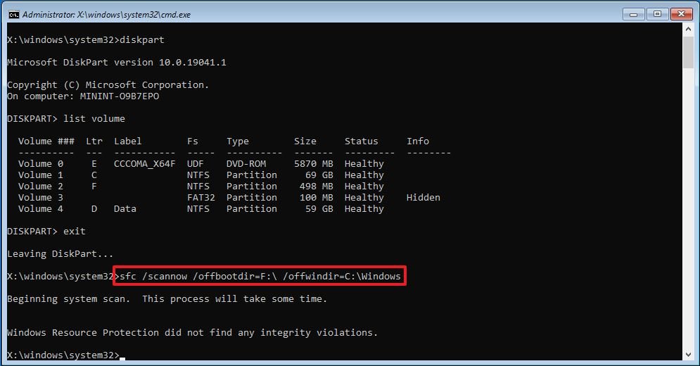 Windows 10 SFC Scannow command offline