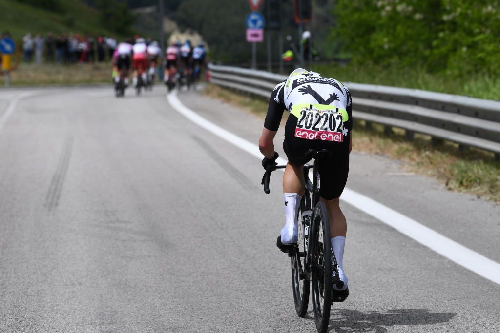 GUARDIA SANFRAMONDI ITALY MAY 15 Victor Campenaerts of Belgium and Team Qhubeka Assos during the 104th Giro dItalia 2021 Stage 8 a 170km stage from Foggia to Guardia Sanframondi 455m girodiitalia Giro UCIworldtour on May 15 2021 in Guardia Sanframondi Italy Photo by Tim de WaeleGetty Images