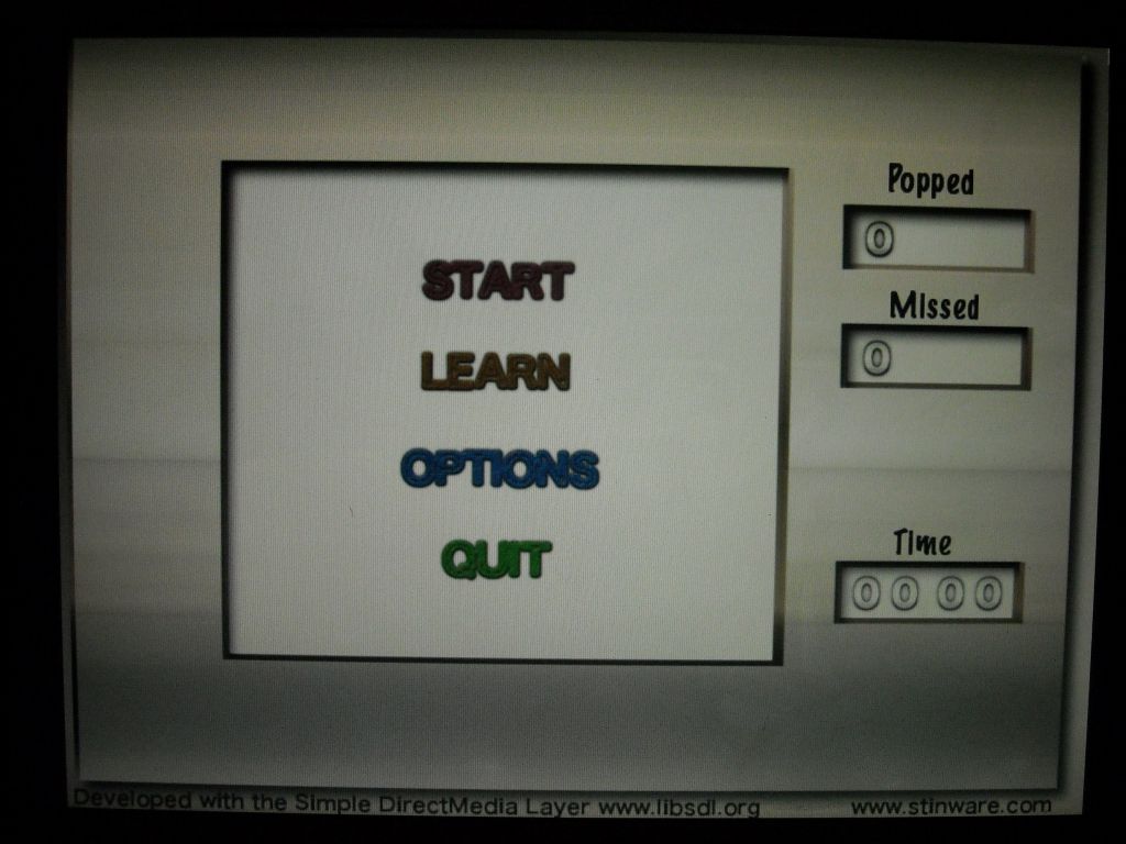 The main screen of Balloon Typer is simple and easy to understand.