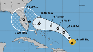 Dorian's forecast map as of 11 am EST, August 29 shows that it will likely strengthen and move toward Florida.