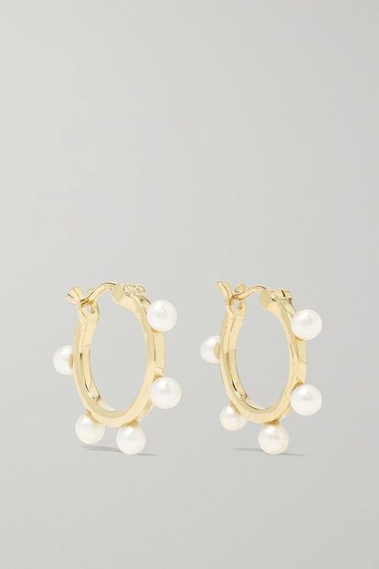 Mateo 14-karat Gold Pearl Hoop Earrings