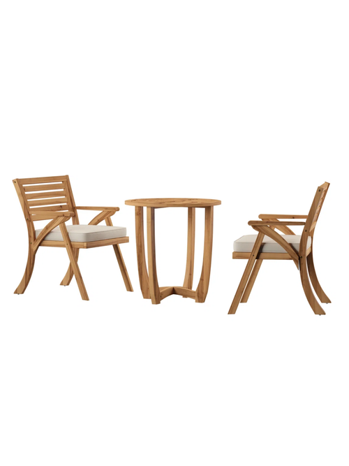 Round 2-Person 28" Long Bistro Set With Cushions