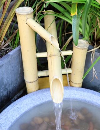 bamboo water feature used for Japanese garden ideas
