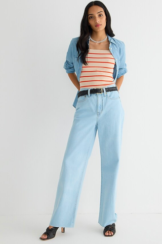 Full-length slim wide-leg jean in Rocky Beach wash