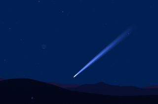 an illustration of a fuzzy white streak in the night sky